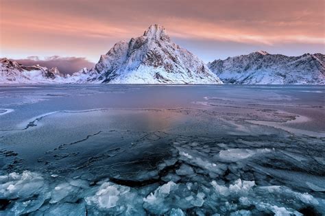 Magical frozen landscape of lofoten